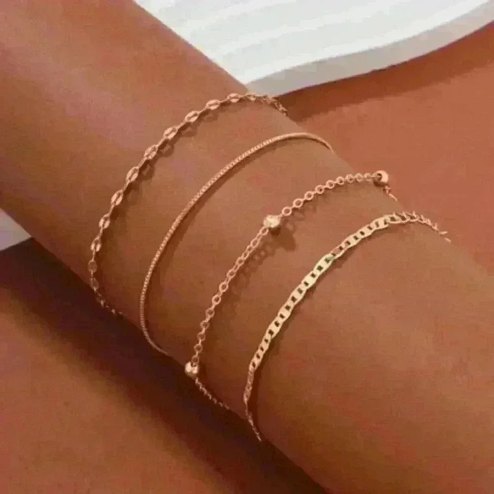 New 4pcs/Set Metallic Chunky Chain Boho Style